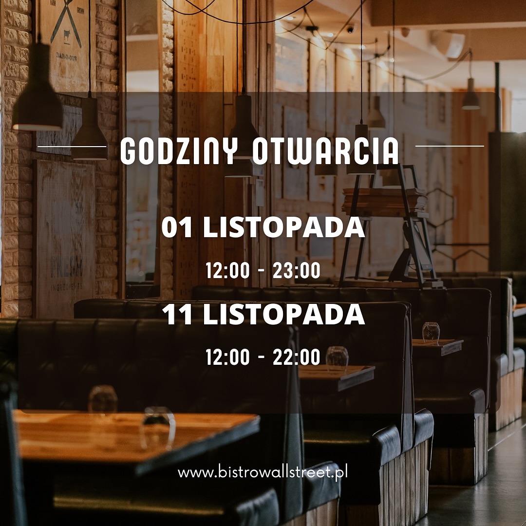 Listopadowe godziny otwarcia BistroWallSteet